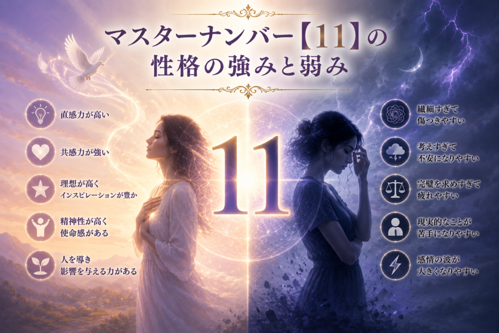 マスターナンバー【11】の性格の強みと弱み