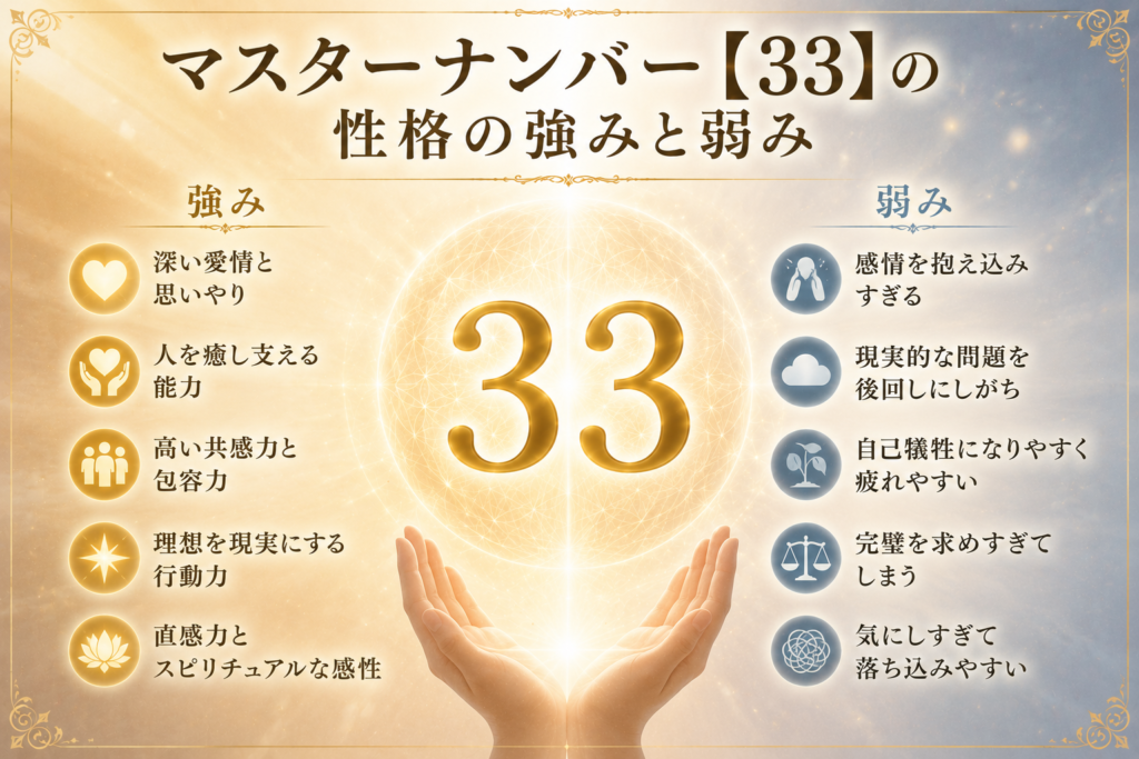 マスターナンバー【33】の性格の強みと弱み