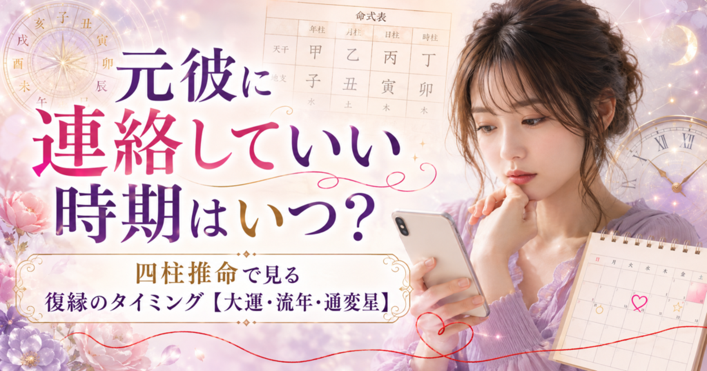 元彼に連絡していい時期はいつ？四柱推命で見る復縁のタイミング【大運・流年・通変星】
