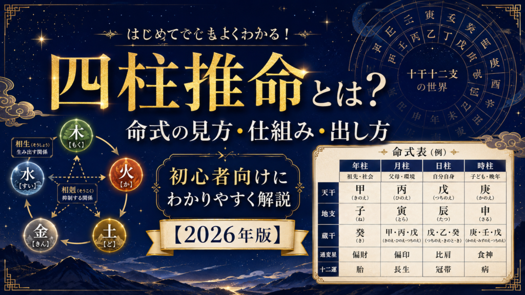 四柱推命とは？命式の見方・仕組み・出し方を初心者向けにわかりやすく解説【2026年版】