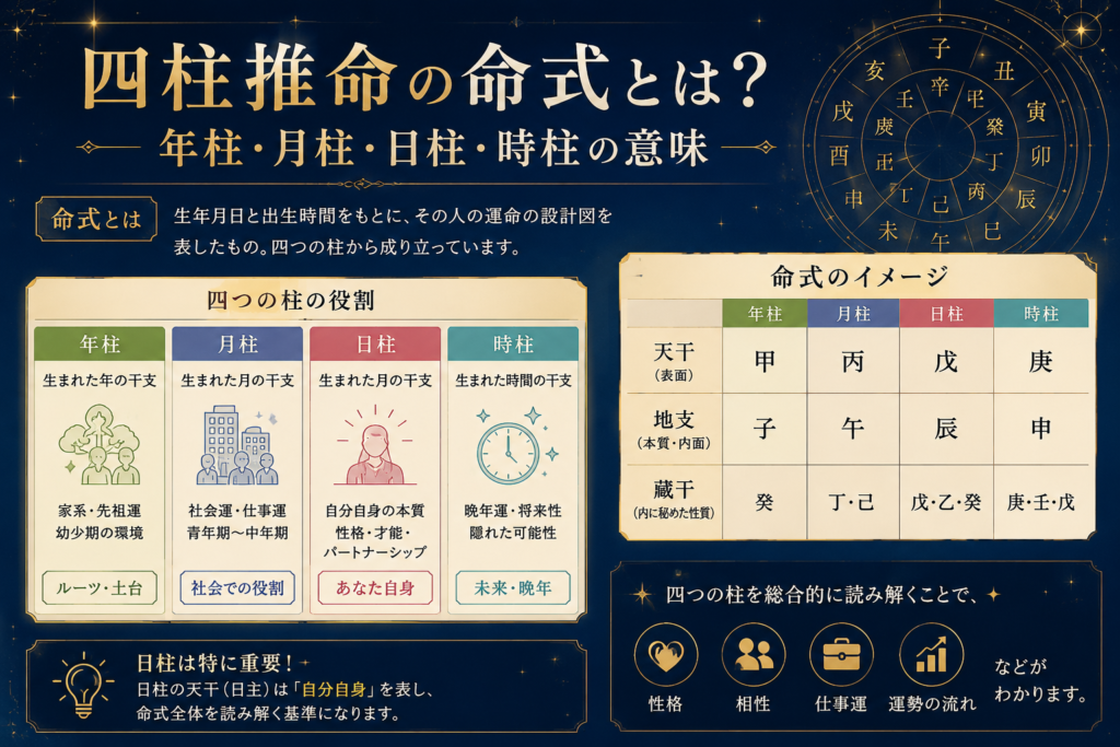 四柱推命の命式とは？年柱・月柱・日柱・時柱の意味