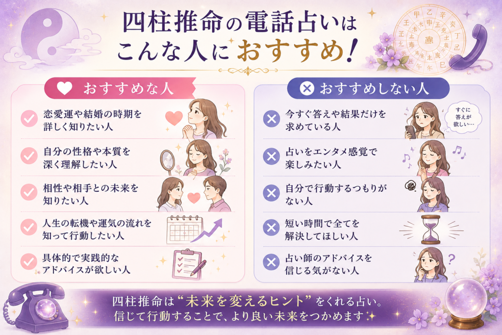 四柱推命の電話占いがおすすめな人・おすすめしない人