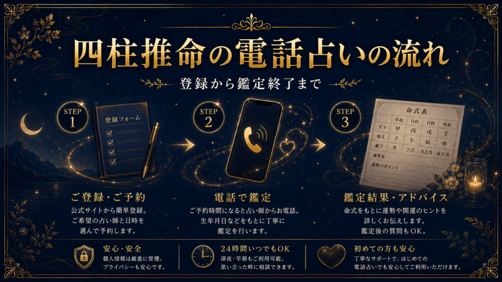 四柱推命の電話占いの流れ｜登録から鑑定終了まで