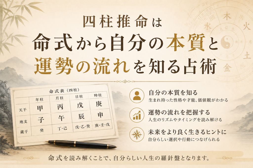 四柱推命は命式から自分の本質と運勢の流れを知る占術