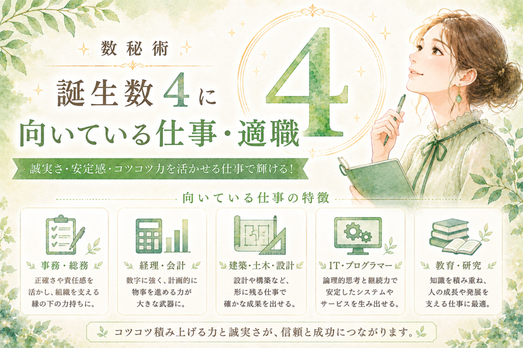 誕生数【4】に向いている仕事・適職