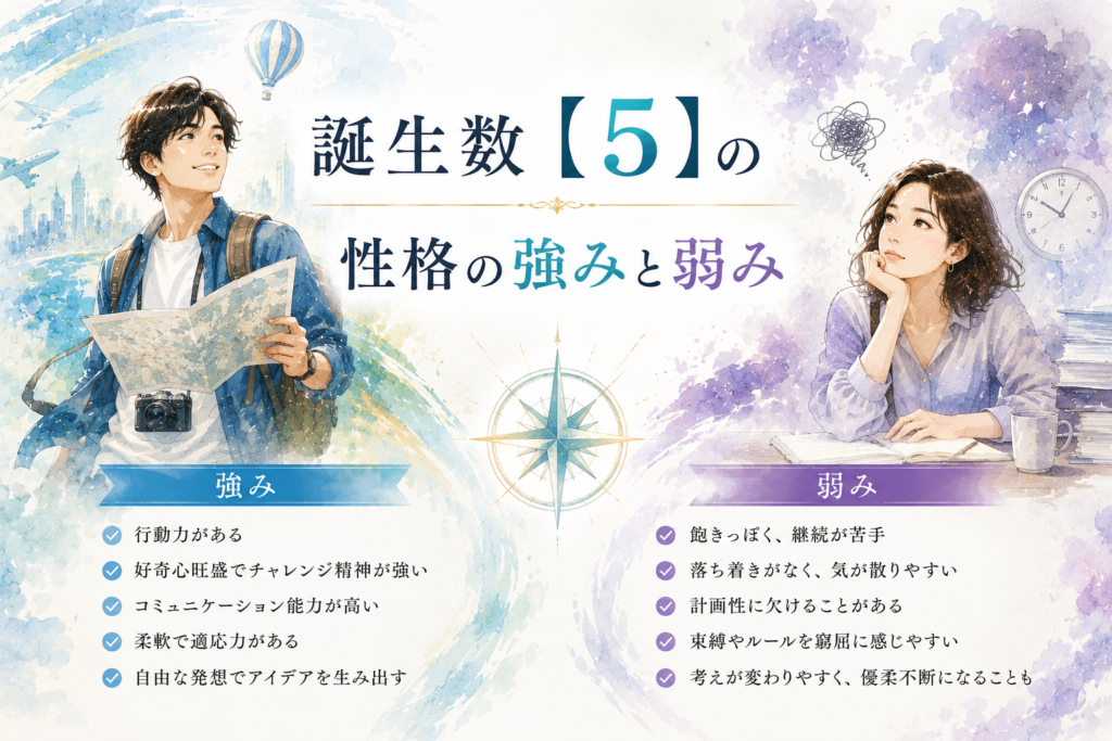 誕生数【5】の性格の強みと弱み