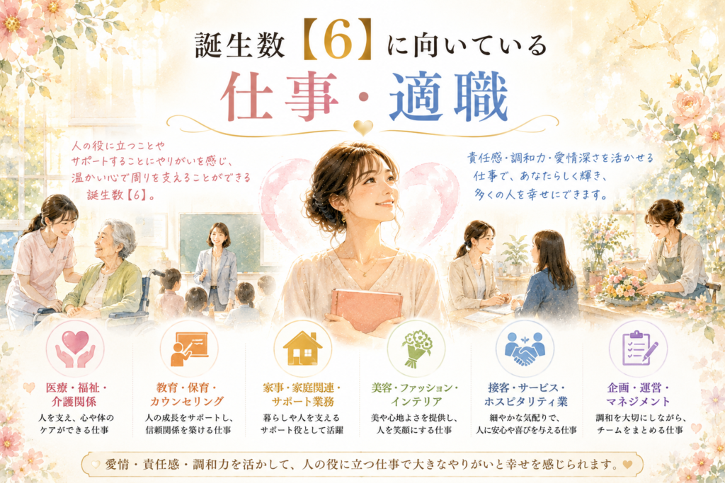 誕生数【6】に向いている仕事・適職