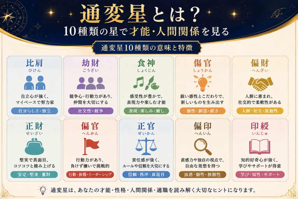 通変星とは？10種類の星で才能・人間関係を見る
