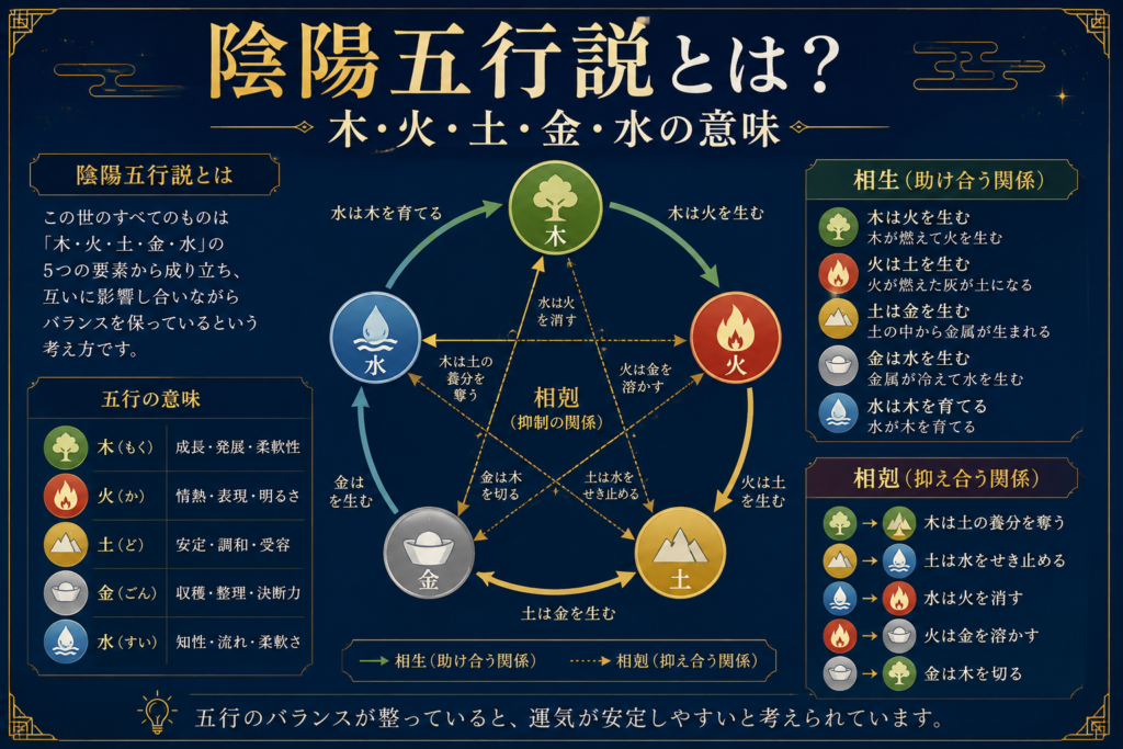 陰陽五行説とは？木・火・土・金・水の意味